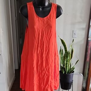 Lush Coral-Orange Sleeveless A-Line Dress